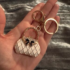 Purse Charm Keychain Accessory Moveable Handle Rhinestone NEW